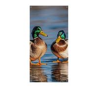 Bannière de couverture de porte 2 canards colverts 90 x 180 cm Bannières de fête Panneau de bienvenue saisonnier Décoration verticale à suspendre pour porche, entrée, jardin