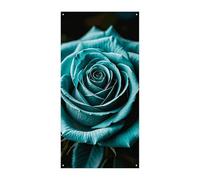 Bannière de couverture de porte à motif rose bleu sarcelle gris 90 x 180 cm - Bannières de fête saisonnières - Panneau de bienvenue - Décoration verticale à suspendre pour porche, entrée, jardin