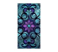 Bannière de couverture de porte à motif vitrail 90 x 180 cm - Bannières de fête saisonnières - Panneau de bienvenue vertical - Décoration de porte à suspendre pour porche, entrée, jardin