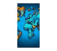 Bannière de couverture de porte avec carte du monde 90 x 180 cm - Bannières de fête saisonnières - Panneau de bienvenue vertical - Décoration de porte à suspendre pour porche, entrée, jardin