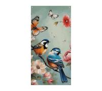 Bannière de couverture de porte avec fleurs, oiseaux et papillons, fournitures de décoration de fête, porche, bannière à suspendre, bannières de fête pour vacances, anniversaire, jardin, pelouse