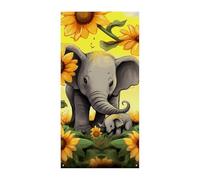 Bannière de couverture de porte avec inscription « Mother Elephant » - 90 x 180 cm - Panneau de bienvenue saisonnier - Décoration verticale à suspendre pour porche, entrée, jardin