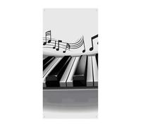 Bannière de couverture de porte avec symbole de musique piano 90 x 180 cm - Bannières de bienvenue saisonnières - Décoration verticale à suspendre pour porche, entrée, jardin