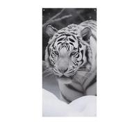 Bannière de couverture de porte avec tigre blanc dans la neige 90 x 180 cm - Bannières de fête saisonnières - Panneau de bienvenue vertical - Décoration de porte à suspendre pour porche, entrée