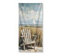 Bannière de couverture de porte de chaise de plage côtière, paysage nautique, décoration murale, décoration d'entrée extérieure d'été, ambiance relaxante au bord de la mer, 91,4 x 183 cm