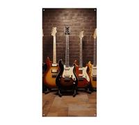 Bannière de couverture de porte de collection guitare 90 x 180 cm, bannières de fête saisonnières, panneau de bienvenue vertical, décoration de porte à suspendre pour porche, entrée, jardin