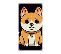Bannière de couverture de porte de dessin animé Shiba Inu 90 x 180 cm - Bannières de fête saisonnières - Panneau de bienvenue vertical - Décoration de porte à suspendre pour porche, entrée, jardin