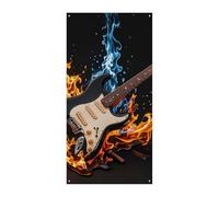 Bannière de couverture de porte de guitare électrique 90 x 180 cm - Bannières de fête saisonnières - Panneau de bienvenue vertical - Décoration de porte à suspendre pour porche, entrée, jardin