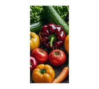 Bannière de couverture de porte de légumes frais et fruits 90 x 180 cm - Bannières de fête saisonnières - Panneau de bienvenue vertical - Décoration de porte à suspendre pour porche, entrée, jardin