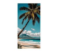 Bannière de couverture de porte de plage hawaïenne de palmier 90 x 180 cm - Bannières de fête saisonnières - Panneau de bienvenue vertical - Décoration de porte à suspendre pour porche, entrée, jardin