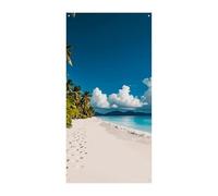 Bannière de couverture de porte de plage tropicale blanche 90 x 180 cm - Bannières de fête saisonnières - Panneau de bienvenue vertical - Décoration de porte à suspendre pour porche, entrée, jardin