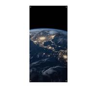 Bannière de couverture de porte « Earth from the Outer Space » - 90 x 180 cm - Bannières de fête - Panneau de bienvenue saisonnier - Décoration verticale à suspendre pour porche, entrée, jardin