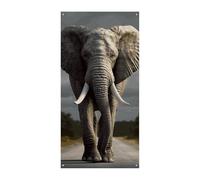 Bannière de couverture de porte éléphant 3D 90 x 180 cm - Bannières de fête saisonnières - Panneau de bienvenue vertical - Décoration de porte à suspendre pour porche, entrée, jardin
