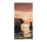 Bannière de couverture de porte éléphant et chien 90 x 180 cm - Bannières de fête saisonnières - Panneau de bienvenue vertical - Décoration de porte à suspendre pour porche, entrée, jardin