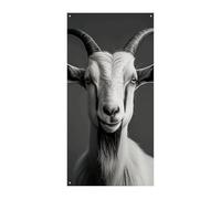 Bannière de couverture de porte en forme de chèvre noire et blanche 90 x 180 cm - Bannières de fête saisonnières - Panneau de bienvenue - Décoration verticale à suspendre pour porche, entrée, jardin