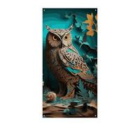 Bannière de couverture de porte en forme de hibou foncé 90 x 180 cm - Bannières de fête saisonnières - Panneau de bienvenue vertical - Décoration de porte à suspendre pour porche, entrée, jardin