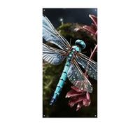 Bannière de couverture de porte en forme de libellule bleue 90 x 180 cm - Bannières de fête saisonnières - Panneau de bienvenue vertical - Décoration de porte à suspendre pour porche, entrée, jardin