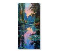 Bannière de couverture de porte en forme de nénuphar serein, paysage naturel tranquille, décoration d'intérieur, élégante décoration murale extérieure printanière, 91,4 x 183 cm