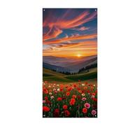 Bannière de couverture de porte en forme de nuage de jardin au coucher du soleil - 90 x 180 cm - Bannières de fête saisonnières - Panneau de bienvenue - Décoration verticale à suspendre pour porche