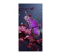 Bannière de couverture de porte en forme de papillon violet prune 90 x 180 cm - Bannières de fête saisonnières - Panneau de bienvenue - Décoration verticale à suspendre pour porche, entrée, jardin