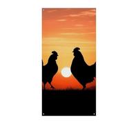 Bannière de couverture de porte en forme de poules d'animaux - 90 x 180 cm - Bannières de fête saisonnières - Panneau de bienvenue vertical - Décoration de porte à suspendre pour porche, entrée