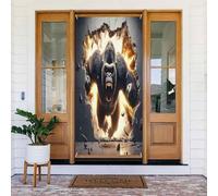 Bannière de couverture de porte Gorilla dynamique 3D pour fête de vacances, fond de cabine photo, utilisation en intérieur et en extérieur, taille unique