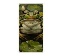 Bannière de couverture de porte Lily and Frog 90 x 180 cm - Bannières de fête saisonnières - Panneau de bienvenue - Décoration verticale à suspendre pour porche, entrée, jardin