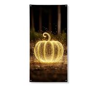 Bannière de couverture de porte lumineuse en forme de citrouille - Décoration de porte d'entrée magique étincelante - Fournitures de festival d'Halloween d'intérieur et d'extérieur - 91,4 x 183 cm