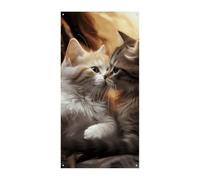 Bannière de couverture de porte motif chat baiser - Fournitures de décoration de fête - Bannière à suspendre - Bannières de fête pour vacances, anniversaire, jardin, pelouse