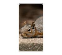 Bannière de couverture de porte motif écureuil juste couché 90 x 180 cm - Bannières de fête saisonnières - Panneau de bienvenue - Décoration verticale à suspendre pour porche, entrée, jardin