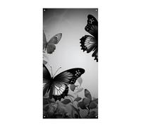 Bannière de couverture de porte motif papillons noirs et gris 90 x 180 cm - Bannières de bienvenue saisonnières - Décoration verticale à suspendre pour porche, entrée, jardin