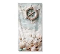 Bannière de couverture de porte nautique - Décoration murale de volant, coquillages côtiers, décoration de porte d'entrée 91,4 x 182,9 cm