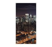 Bannière de couverture de porte New York Night 90 x 180 cm - Bannières de fête saisonnières - Panneau de bienvenue vertical - Décoration de porte à suspendre pour porche, entrée, jardin