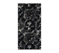 Bannière de couverture de porte noire pivoine rose tête de mort 90 x 180 cm bannières de fête panneau de bienvenue saisonnier décoration verticale à suspendre pour porche entrée jardin décoration