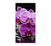 Bannière de couverture de porte orchidée violette 90 x 180 cm - Bannières de fête saisonnières - Panneau de bienvenue vertical - Décoration de porte à suspendre pour porche, entrée, jardin