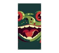Bannière de couverture de porte ouverte en forme de grenouille avec bouche ouverte, 90 x 180 cm, bannière de fête saisonnière, panneau de bienvenue vertical, décoration de porte à suspendre pour