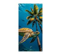 Bannière de couverture de porte sous-marine avec palmiers et tortues de mer 90 x 180 cm - Bannières de fête saisonnières - Panneau de bienvenue - Décoration verticale à suspendre pour porche, entrée