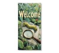 Bannière de couverture de porte Welcome Caterpillar, décoration de bienvenue inspirée de la nature, décoration de jardin printanier, extérieur, intérieur, 91,4 x 182,9 cm
