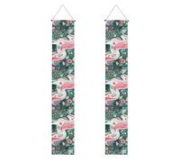 Bannière de décoration à suspendre pour porte de jardin - Licorne avec cheveux roses - Drapeau de bienvenue