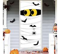 Bannière de décoration de Porte d'halloween,Bannière de Porte halloween Decoration,3D Design Couverture de porte Halloween Banderole pour l'intérieur et l'extérieur porte fenêtre mur (B)