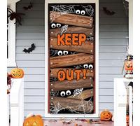 Bannière de décoration de Porte d'halloween,Bannière de Porte halloween Decoration,3D Design Couverture de porte Halloween Banderole pour l'intérieur et l'extérieur porte fenêtre mur (A)
