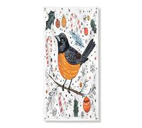 Bannière de décoration de porte d'oiseau de Noël, rouge-gorge, orange coloré, toile de fond de vacances d'hiver, décoration festive intérieure ou extérieure, 91,4 x 183 cm