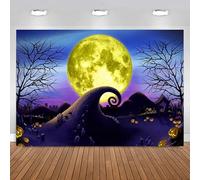 Bannière de décorations d'halloween de L'Étrange Noël de Monsieur Jack, Toile de Fond de Pleine Lune, Citrouille, Lanterne, Enfants, garçon, Photographie, arrière-Plan 300cmx200cm