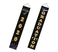 Bannière de Diplôme Class Of 2020 Noire, Motif Chapeau, Oxford | Suspendre Murale ou Encadrement de Porte, Tige et Corde, pour Entrée de Scène et Fête Scolaire