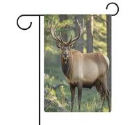 Bannière de drapeau cerf dans la nature - Impression extérieure - Drapeau de bienvenue - Bannière de vœux personnalisée pour fête - Décoration de maison - Double face