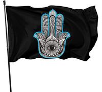 Bannière de drapeau de cour sur le thème du mauvais œil Hamsa Boho - Décoration extérieure - Décoration d'intérieur - 91 x 152 cm
