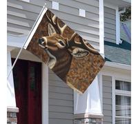 Bannière de drapeau double face pour l'extérieur - Résistante à la décoloration - Bannière de vœux - Motif cerf sur fond marron - Drapeau de bienvenue - Drapeau de vacances personnalisé pour pelouse