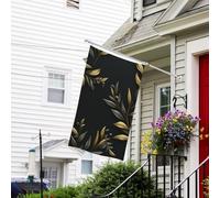 Bannière de drapeau double face résistante à la décoloration pour l'extérieur - Branche d'olivier doré - Bannière de vœux personnalisée pour fête maison