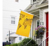 Bannière de drapeau double face résistante à la décoloration pour l'extérieur, carte du monde jaune, bannière de vœux personnalisée pour maison de fête