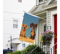Bannière de drapeau double face résistante à la décoloration pour l'extérieur de la cour, deux teckels, bannière de vœux personnalisée pour fête maison